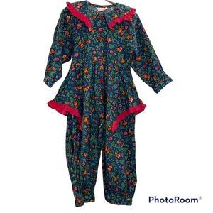 Vintage 80’s Wee Clancy Amelia Pumpkin Flowers Size 4T Girls Ruffles Rare